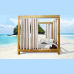 Commonwealth Seascapes Stripes Light Filtering Satiny Look Provide Privacy Grommet Outdoor Panel Pair Linen -Crosley Sales Store GUEST e2ec9af7 21da 4c59 aad8 1673bbaae650