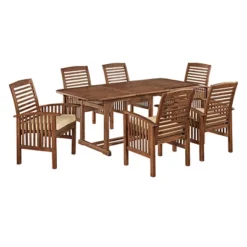7pc Acacia Wood Patio Dining Set With Cushions - Saracina Home -Crosley Sales Store GUEST e337eac1 6660 4fee 8206 29a97ef71e04