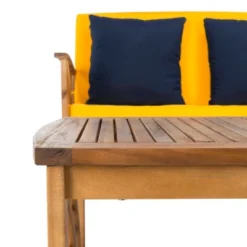 4pc Fontana Outdoor Set Teak Look/Yellow - Safavieh -Crosley Sales Store GUEST e39dfada a29d 44e4 a9e9 bc88e3dd2d07