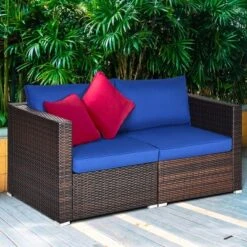 Costway 4PCS Patio Rattan Corner Sofa Sectional Furniture SetBlueBeigeNavy Cushion 16 Costway 4PCS Patio Rattan Corner Sofa Sectional Furniture SetBlueBeigeNavy Cushion -Crosley Sales Store GUEST e3f46555 a5a5 4458 8019 cfb9d3a378e9