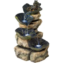 John Timberland Frog And Four Lily Pad Rustic Cascading Outdoor Floor Water Fountain With LED Light 21" For Yard Garden Patio Home Deck Porch Exterior -Crosley Sales Store GUEST e4dee2ea 37f7 48a5 9ada 3397bc5bb8a5