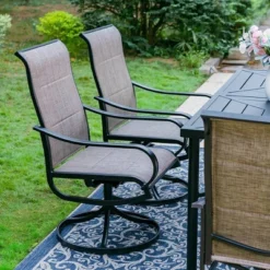 7pc Outdoor Dining Set With Padded Swivel Chairs & Metal Rectangle Table With Umbrella Hole - Gray - Captiva Hole -Crosley Sales Store GUEST e4f7c521 088d 4dd7 8f5b 398cb02c6c22