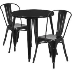 Emma And Oliver Commercial Grade 30" Round Metal Indoor-Outdoor Table Set With 2 Cafe Chairs -Crosley Sales Store GUEST e56ed864 cc87 45ae b6d0 ad9c731827df