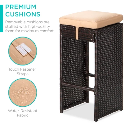 Best Choice Products 7-Piece Outdoor Rattan Wicker Bar Dining Patio Furniture Set W/ Glass Table Top, 6 Stools 2 Best Choice Products 7-Piece Outdoor Rattan Wicker Bar Dining Patio Furniture Set W/ Glass Table Top, 6 Stools - Image 2