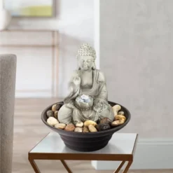 John Timberland Zen Buddha Indoor Tabletop Water Fountain With Light LED 10" High Sitting For Table Desk Office Relaxation -Crosley Sales Store GUEST e6473314 db96 43c9 9281 e4cf71bfc584