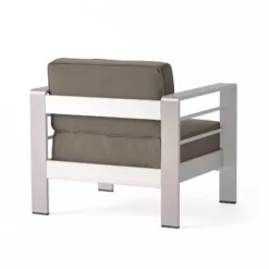 Cape Coral 5pc Aluminum And MGO Seating Set With Fire Table Khaki/Light Gray - Christopher Knight Home -Crosley Sales Store GUEST e66e5e20 9d23 40cd 8786 523d86b275d2