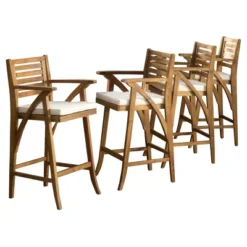 Hermosa 4pk Acacia Wood Patio Barstools - Christopher Knight Home -Crosley Sales Store GUEST e68b03db 7117 4c90 a79e 9fa0bdbe71fa