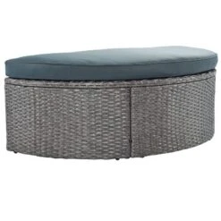 2pc Outdoor Wicker Conversation Sectional Set With Cushions & Half-Moon Side Table For Umbrella - Gray - GODEER -Crosley Sales Store GUEST e6d352e8 3d06 489b bf7d ede7db987091