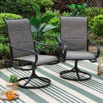 Patio Set With Steel Table With 1.57" Umbrella Hole & Steel Swivel Sling Arm Chairs - Captiva Designs 11 Patio Set With Steel Table With 1.57" Umbrella Hole & Steel Swivel Sling Arm Chairs - Captiva Designs - Image 11