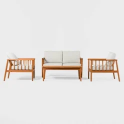 Saracina Home 4pc Modern Boho Eucalyptus Spindle Outdoor Conversation Set -Crosley Sales Store GUEST e73f7a68 e016 44d9 b304 90ae411fb51a