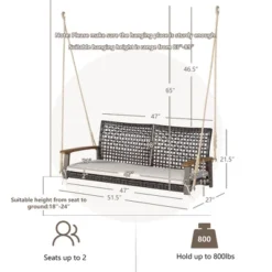 Tangkula 2-Seat Rattan Porch Swing Chair Outdoor Wicker Swing Bench W/ Seat Cushion 16 Tangkula 2-Seat Rattan Porch Swing Chair Outdoor Wicker Swing Bench W/ Seat Cushion -Crosley Sales Store GUEST e7cd302c 553c 4a84 94d4 bfb305d95cdc