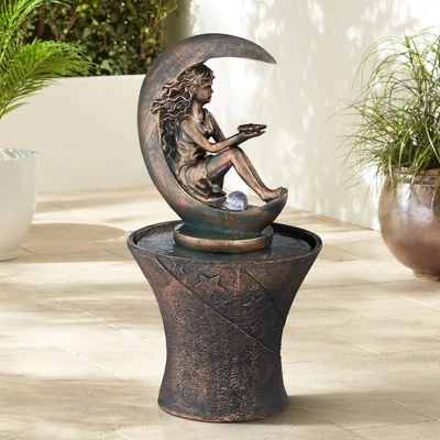 John Timberland Crescent Moon Modern Bubbler Outdoor Floor Water Fountain With LED Light 34" For Yard Garden Patio Home Deck Porch Exterior Balcony 1 John Timberland Crescent Moon Modern Bubbler Outdoor Floor Water Fountain With LED Light 34" For Yard Garden Patio Home Deck Porch Exterior Balcony