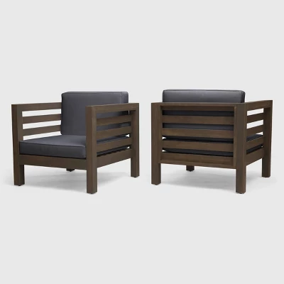 Oana 2PK Acacia Wood Club Chairs - Christopher Knight Home 6 Oana 2PK Acacia Wood Club Chairs - Christopher Knight Home - Image 6