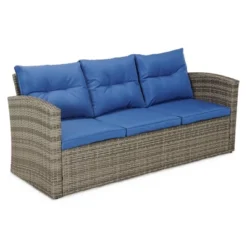 5pc Wicker Outdoor Conversation Set Blue/Brown - EDYO LIVING -Crosley Sales Store GUEST ea1bfdef f096 4511 92e6 f0a2cfbeba14