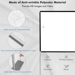 Costway 120'' Projector Screen W/ Stand 16:9 HD 4K Indoor Outdoor Projection Movie Screen -Crosley Sales Store GUEST ebbf92cb a215 4290 89fa fd6e3b8e53b0