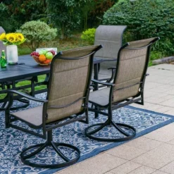 7pc Outdoor Dining Set With With Padded Sling Chairs & Metal Rectangle Table With Umbrella Hole - Captiva Designs -Crosley Sales Store GUEST ecaac737 a156 4770 87ce 98d9f4be4d4c