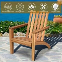 Costway 2PCS Patio Acacia Wood Adirondack Chair Lounge Armchair Durable Outdoor Garden -Crosley Sales Store GUEST ecc6805b 2d5a 492d a03c 62ca7ff5087e