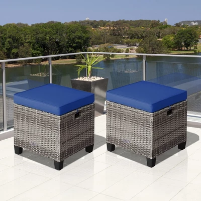 Costway 2PCS Patio Rattan Cushioned Ottoman Seat Foot Rest Table 11 Costway 2PCS Patio Rattan Cushioned Ottoman Seat Foot Rest Table - Image 11