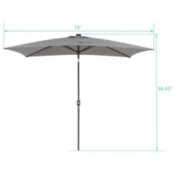 10' X 6.5' Solar LED Patio Umbrella With Tilt And Crank Lift Gray - Wellfor -Crosley Sales Store GUEST edae19c4 6175 4b17 9f21 1fc71a2c04be