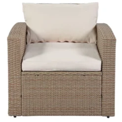 4pc Outdoor Wicker Conversation Set With Cushions - Beige - GODEER -Crosley Sales Store GUEST efca7cdb 0948 4981 a617 72fffdfde05c