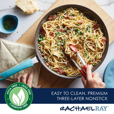 Rachael Ray Cook + Create Aluminum Nonstick Frying Pan 12.5" Agave Blue 10 Rachael Ray Cook + Create Aluminum Nonstick Frying Pan 12.5" Agave Blue - Image 10