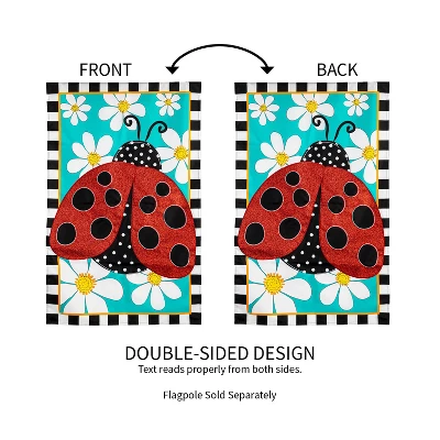 Evergreen Ladybug With Daisies Applique House Flag 28 X 44 Inches Outdoor Decor For Homes And Gardens 2 Evergreen Ladybug With Daisies Applique House Flag 28 X 44 Inches Outdoor Decor For Homes And Gardens - Image 2
