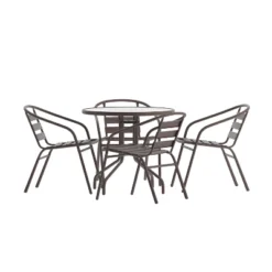 Emma And Oliver 31.5'' Round Glass Top Metal Table With 4 Aluminum Slat Stack Chairs 24 Emma And Oliver 31.5'' Round Glass Top Metal Table With 4 Aluminum Slat Stack Chairs -Crosley Sales Store GUEST f1c9cb00 9b24 4e92 ab0c 07d8fc17686c