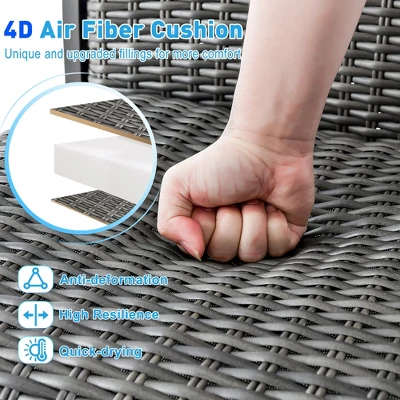 Costway 3PCS Patio Rattan Bar Table Stools Set Aluminum 360° Swivel Chairs With Padded Seat 6 Costway 3PCS Patio Rattan Bar Table Stools Set Aluminum 360° Swivel Chairs With Padded Seat - Image 6