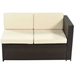 9pc Wicker Patio Sectional Seating Set With Cushions - Beige - GODEER -Crosley Sales Store GUEST f230d734 a107 4fe3 850a 5a7b46b390f0