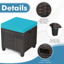 Costway 2PCS Patio Rattan Ottoman Cushioned Seat W/ Foot Rest Turquoise -Crosley Sales Store GUEST f243ff80 0053 4b1d bf2a a96154321dfb