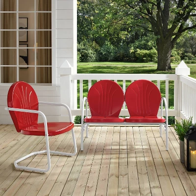 Griffith 2pc Outdoor Seating Set - Bright Red - Crosley 4 Griffith 2pc Outdoor Seating Set - Bright Red - Crosley - Image 4