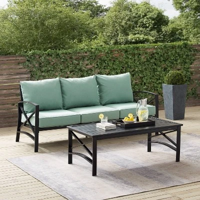 Kaplan 2pc Outdoor Sofa Set - Mist - Crosley 7 Kaplan 2pc Outdoor Sofa Set - Mist - Crosley - Image 7