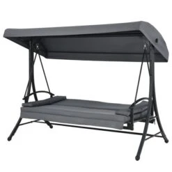 Costway Patio 3-Seat Porch Canopy Swing Converting Grey Cushion Pillow Adjust -Crosley Sales Store GUEST f39da1b5 b672 48ee bd6c b1d89b87a456