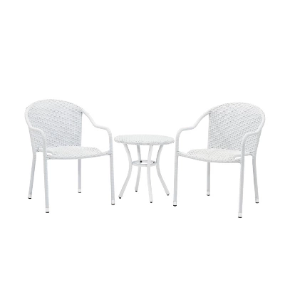 Palm Harbor 3pc Outdoor Wicker Seating Set - White - Crosley 2 Palm Harbor 3pc Outdoor Wicker Seating Set - White - Crosley - Image 2