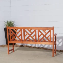 Vifah Eucalyptus Outdoor Wood Bench - Brown -Crosley Sales Store GUEST f581c37b e510 4fe7 972b dd2343eb28d9