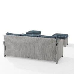 Bradenton 3pc Outdoor Wicker Sofa & 2 Ottoman Set - Navy/Gray - Crosley -Crosley Sales Store GUEST f5a0671d 8433 4e90 9587 d15ee0c4b573