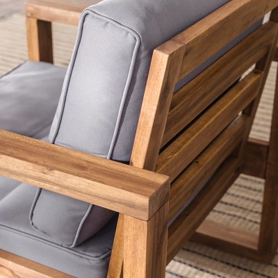 Galia 2pc Square Leg Acacia Wood Chair And Ottoman With Cushions - Brown - Saracina Home 11 Galia 2pc Square Leg Acacia Wood Chair And Ottoman With Cushions - Brown - Saracina Home - Image 11