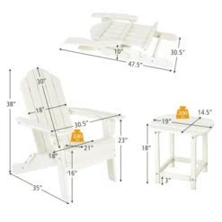 Tangkula Patio 3PCS Adirondack Chair Side Table Set Outdoor Chair Set With End Table Weather Resistant Cup Holder For Backyard Garden White -Crosley Sales Store GUEST f84c425b 8bcc 4d9d b8fa 200466aa89a0
