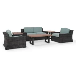 Beaufort 6pc Outdoor Wicker Conversation Set - Mist - Crosley -Crosley Sales Store GUEST f90636fb 5f7c 4615 8099 d3b8c22b9383