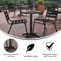 Emma And Oliver 23.5'' Round Aluminum Indoor-Outdoor Table Set With 2 Slat Back Chairs -Crosley Sales Store GUEST f90dad55 9728 4f3c beb4 1279951aca4c