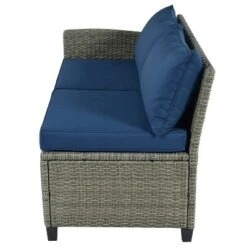 5pc Outdoor Wicker Conversation Set With Cushions - Blue - GODEER -Crosley Sales Store GUEST f9126017 ad3b 481d 8bbf 7f4733f046bc