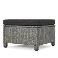 Puerta 2pk Outdoor Wicker Ottomans With Cushions - Black/Dark Gray - Christopher Knight Home -Crosley Sales Store GUEST f9dba45b 9fc9 428d a918 b2abd5fe6a56