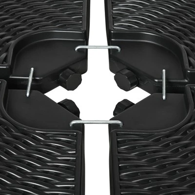 Outsunny 4-Piece 150lb Cantilever Patio Umbrella Base Weights For Offset Hanging Umbrella, Fasteners, Wicker-like HDPE Water Or Sand Weights, Black 4 Outsunny 4-Piece 150lb Cantilever Patio Umbrella Base Weights For Offset Hanging Umbrella, Fasteners, Wicker-like HDPE Water Or Sand Weights, Black - Image 4