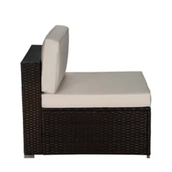 5pc Outdoor Rattan Wicker Conversation Set - Brown/Beige/Red - GODEER -Crosley Sales Store GUEST faef7a81 ad2c 42a9 9764 0b4572145d7f