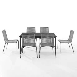 Fenton 7pc Outdoor Wicker/Metal Dining Set - Gray/Matte Black - Crosley 13 Fenton 7pc Outdoor Wicker/Metal Dining Set - Gray/Matte Black - Crosley -Crosley Sales Store GUEST fb4b44c0 9fc0 4c37 a067 073bf55b45bf