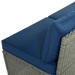 5pc Outdoor Wicker Conversation Set With Cushions - Blue - GODEER -Crosley Sales Store GUEST fc239af5 4fd7 4683 8081 1751e24671ec