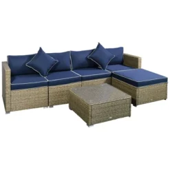 Outsunny 6 Pieces Outdoor PE Rattan Sofa Set, Sectional Conversation Wicker Patio Couch Furniture Set With Cushions And Coffee Table -Crosley Sales Store GUEST fc47f6e0 b216 462b a657 8acb77a14647