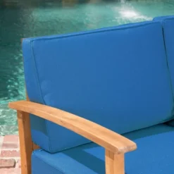 Perla 6pc Acacia Wood Patio Chat Set - Blue - Christopher Knight Home -Crosley Sales Store GUEST fc8d8cf1 3950 4160 886a a73bbabb0f3a