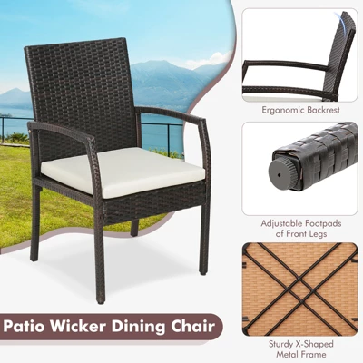 Costway 5PCS Patio Dining Set Cushion Armchairs Acacia Wood Table With Umbrella Hole 5 Costway 5PCS Patio Dining Set Cushion Armchairs Acacia Wood Table With Umbrella Hole - Image 5