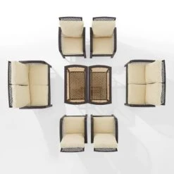 Tribeca 8pc Outdoor Wicker Conversation Set - Sand/Brown - Crosley -Crosley Sales Store GUEST fe7e235f 5c17 4cdf b25a eea612a84bf0
